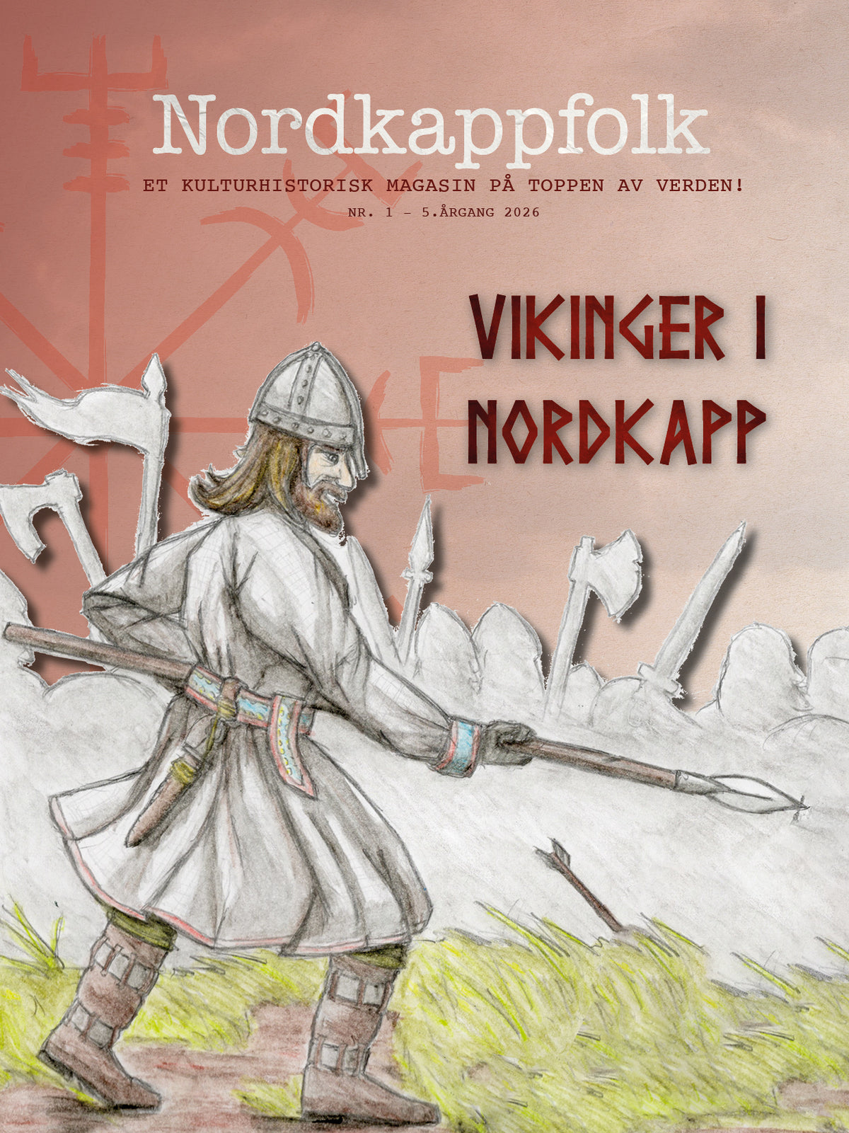 Forside av Nordkappfolk – Vikinger i Nordkapp med tegnet viking